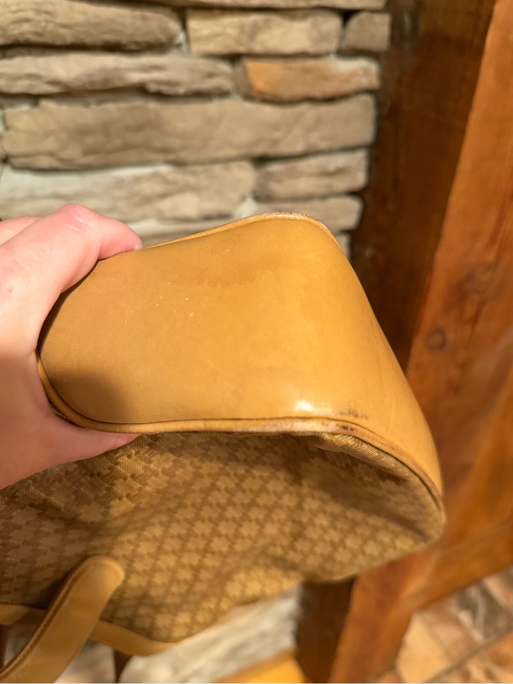 Authentic Celine Vintage 90’s Cognac Monogram Crossbody Bag Leather Trim - Picture 10 of 15
